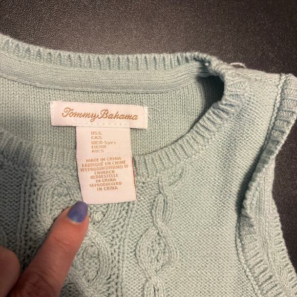 Tommy Bahama Light Blue Green Sweater Vest Cable Knit Girls Size 5 - Picture 2 of 4